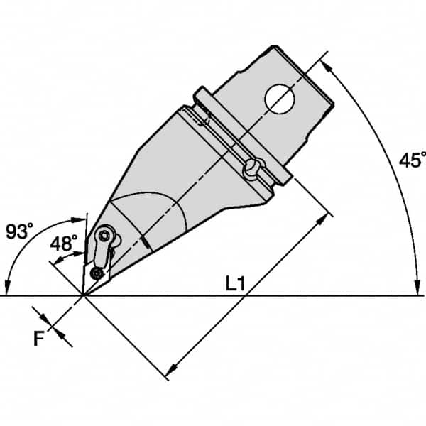 Kennametal - Left Hand Cut, Size KM63, DN.. Insert Compatiblity, Modular Turning & Profiling Cutting Unit Head - 115mm Head Length, Through Coolant, Series M-Clamping - Americas Industrial Supply