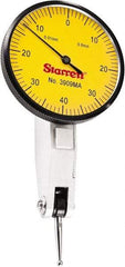 Starrett - 0.8 mm Range, 0.01 mm Dial Graduation, Horizontal Dial Test Indicator - 1-9/16 Inch Yellow Dial, 0-40-0 Dial Reading - Americas Industrial Supply