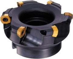 Sumitomo - 7 Inserts, 4.9213" Cutter Diam, 10mm Max Depth of Cut, Indexable High-Feed Face Mill - 0.626" Arbor Hole Diam, 2.4803" High, SD.W 1406 Inserts, Series SumiMill MS Mill - Americas Industrial Supply