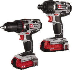 Porter-Cable - 20 Volt Cordless Tool Combination Kit - Includes 1/2" Drill/Driver & 1/4" Impact Driver, Lithium-Ion Battery Included - Americas Industrial Supply