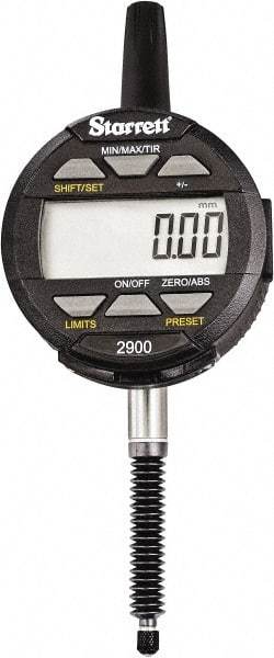 Starrett - 25mm Max Measurement, 0.01mm Graduation, Electronic Drop Indicator - Accurate to 0.03mm, Metric System, LCD Display - Americas Industrial Supply
