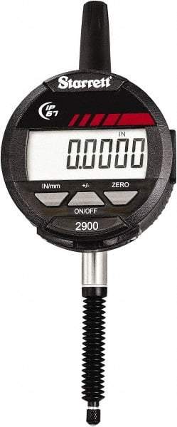 Starrett - 1" Max Measurement, 0.0005" Graduation, Electronic Drop Indicator - Accurate to 0.001", Inch & Metric System, LCD Display - Americas Industrial Supply
