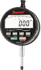 Starrett - 15mm Max Measurement, 0.00005, 0.0001, 0.0005 & 0.001" Graduation, Electronic Drop Indicator - Accurate to 0.0001", Inch & Metric System, LCD Display - Americas Industrial Supply