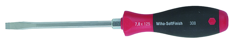 12.0 x 200mm - SoftFinish® Cushion Grip Heavy Duty with Hex Bolster Slotted Screwdriver - Americas Industrial Supply