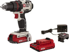 Porter-Cable - 20 Volt 1/2" Chuck Pistol Grip Handle Cordless Drill - 0-400 & 0-1600 RPM, Keyless Chuck, Reversible, 2 Lithium-Ion Batteries Included - Americas Industrial Supply