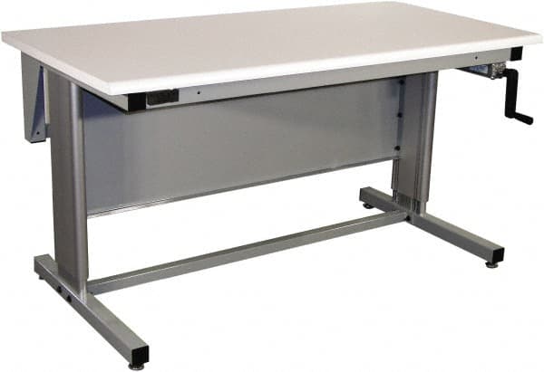 Proline - 72 Wide x 30" Deep x 42" High, Plastic Laminate Workbench - Bull Nose Edge, Adjustable Height Legs, Gray - Americas Industrial Supply