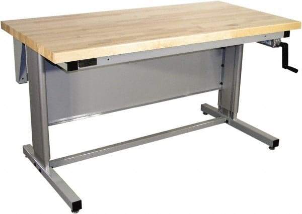 Proline - 72 Wide x 30" Deep x 42" High, Maple Workbench - Adjustable Height Legs, Gray - Americas Industrial Supply