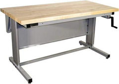 Proline - 72 Wide x 30" Deep x 42" High, Maple Workbench - Adjustable Height Legs, Gray - Americas Industrial Supply