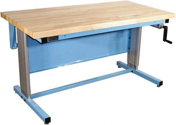 Proline - 72 Wide x 30" Deep x 42" High, Maple Workbench - Adjustable Height Legs, Blue - Americas Industrial Supply