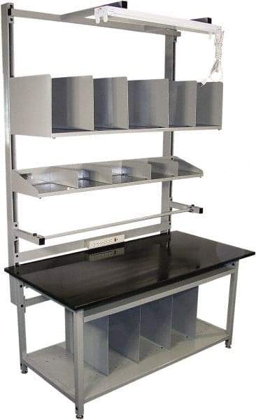 Proline - 60 Wide x 30" Deep x 36" High, Chem-Guard Workbench - Adjustable Height Legs, Gray - Americas Industrial Supply