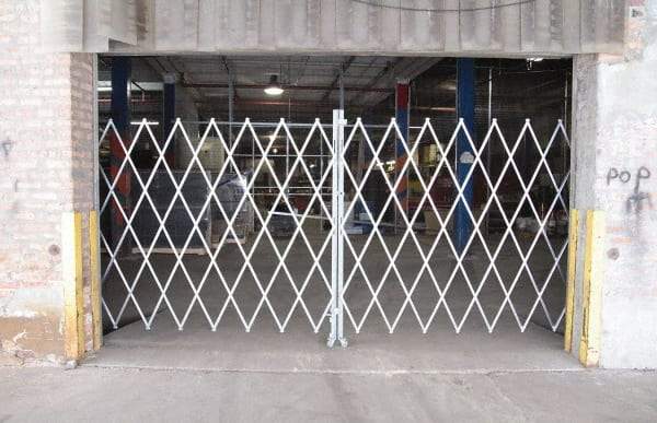 Illinois Engineered Products - 78" High Bi-Parting Folding Gates - Galvanized Steel, Silver - Americas Industrial Supply