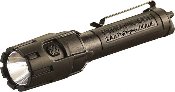 Handheld Flashlight: LED, 24 hr Max Run Time, AA Battery 3 Light Modes, Polycarbonate, Black