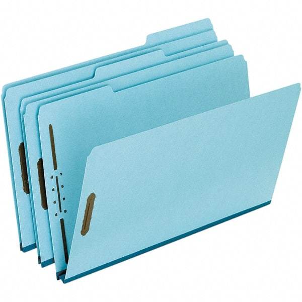 Pendaflex - 8-1/2 x 14", Legal, Blue, Classification Folders with Top Tab Fastener - 25 Point Stock, Assorted Tab Cut Location - Americas Industrial Supply