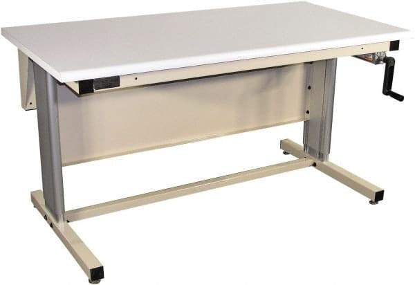 Proline - 60 Wide x 30" Deep x 42" High, Static Dissipative Workbench - Bull Nose Edge, Adjustable Height Legs, Beige - Americas Industrial Supply