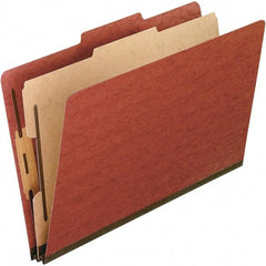 Pendaflex - 8-1/2 x 11", Letter Size, Red, Classification Folders with Top Tab Fastener - 25 Point Stock, Right of Center Tab Cut Location - Americas Industrial Supply
