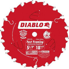 Freud - 5-1/2" Diam, 10mm Arbor Hole Diam, 18 Tooth Wet & Dry Cut Saw Blade - Carbide-Tipped, Framing Action, Standard Round Arbor - Americas Industrial Supply