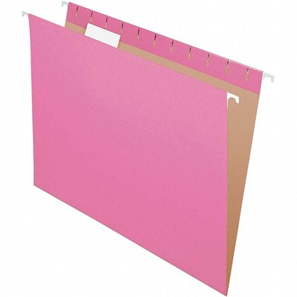 Pendaflex - 8-1/2 x 11", Letter Size, Pink, Hanging File Folder - 11 Point Stock, 1/5 Tab Cut Location - Americas Industrial Supply