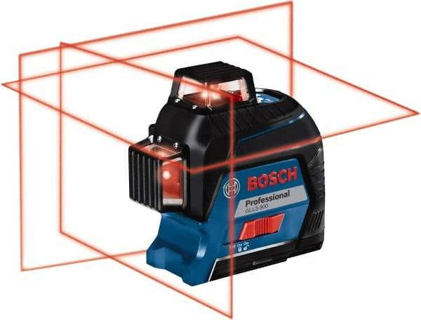 Bosch - 3 Beam 200' Max Range Self Leveling Line Laser - 3/32" at 30' Accuracy, Battery Included - Americas Industrial Supply