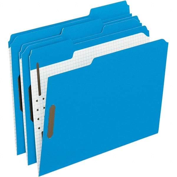 Pendaflex - 11-5/8 x 9-1/2", Letter Size, Blue, File Folders with Top Tab - 11 Point Stock, Assorted Tab Cut Location - Americas Industrial Supply