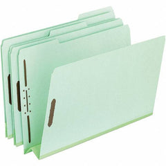 Pendaflex - 8-1/2 x 11", Letter Size, Green, Classification Folders with Top Tab Fastener - 25 Point Stock, Assorted Tab Cut Location - Americas Industrial Supply