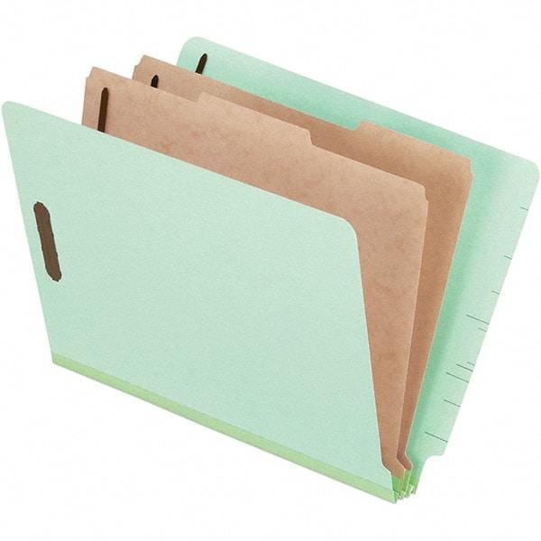 Pendaflex - 8-1/2 x 11", Letter Size, Pale Green, Classification Folders with End Tab Fastener - 25 Point Stock, End Tab Cut Location - Americas Industrial Supply