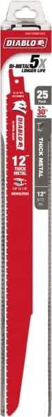 Freud - 12" Long x 1" Thick, Bi-Metal Reciprocating Saw Blade - Tapered Profile, 8 to 10 TPI, Toothed Edge, Tang Shank - Americas Industrial Supply