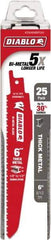 Freud - 6" Long x 1" Thick, Bi-Metal Reciprocating Saw Blade - Tapered Profile, 8 to 10 TPI, Toothed Edge, Tang Shank - Americas Industrial Supply