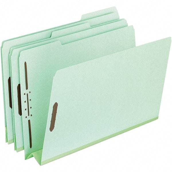 Pendaflex - 8-1/2 x 14", Legal, Green, Classification Folders with Top Tab Fastener - 25 Point Stock, Assorted Tab Cut Location - Americas Industrial Supply