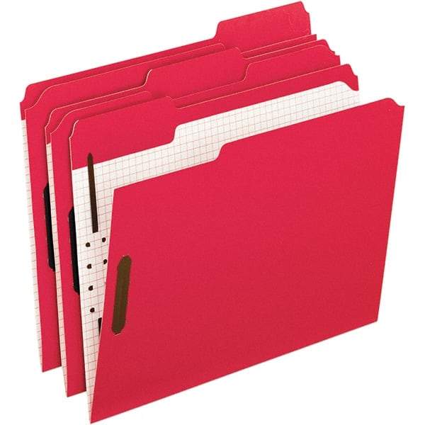 Pendaflex - 11-5/8 x 9-1/2", Letter Size, Red, File Folders with Top Tab - 11 Point Stock, Assorted Tab Cut Location - Americas Industrial Supply