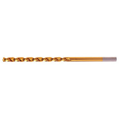 9/64 RHS / RHC HSS-CO 8% (M42) 135 Degree Split Point Q-Cobalt Wide Land Parabolic Taper Length Drill - TiN - Exact Industrial Supply