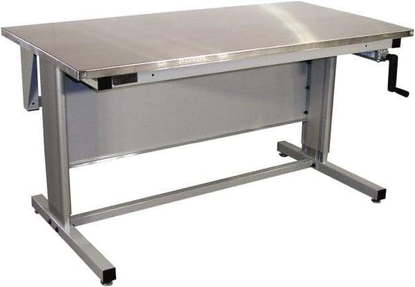 Proline - 60 Wide x 30" Deep x 42" High, Stainless Steel Workbench - Adjustable Height Legs, Gray - Americas Industrial Supply