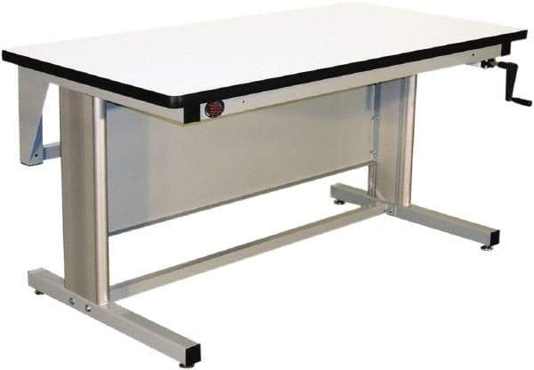 Proline - 60 Wide x 30" Deep x 42" High, Plastic Laminate Workbench - T-Molded Edge, Adjustable Height Legs, Gray - Americas Industrial Supply
