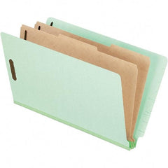 Pendaflex - 8-1/2 x 14", Legal, Pale Green, Classification Folders with End Tab Fastener - 25 Point Stock, End Tab Cut Location - Americas Industrial Supply