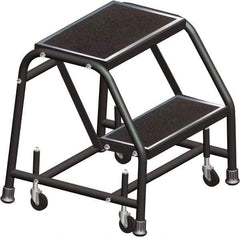 Ballymore - 19" 2 Step Ladder - Rolling Safety Ladder, 450 Lb Capacity, 19" Platform Height, 30" Base Width x 19" Base Depth, Expanded Metal Tread - Americas Industrial Supply