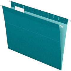 Pendaflex - 8-1/2 x 11", Letter Size, Teal, Hanging File Folder - 11 Point Stock, 1/5 Tab Cut Location - Americas Industrial Supply