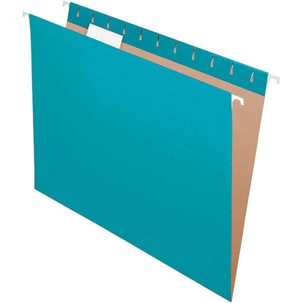 Pendaflex - 8-1/2 x 11", Letter Size, Teal, Hanging File Folder - 11 Point Stock, 1/5 Tab Cut Location - Americas Industrial Supply