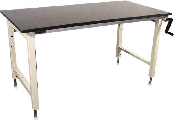 Proline - 60 Wide x 30" Deep x 42" High, Epoxy Resin Workbench - Adjustable Height Legs, Beige - Americas Industrial Supply
