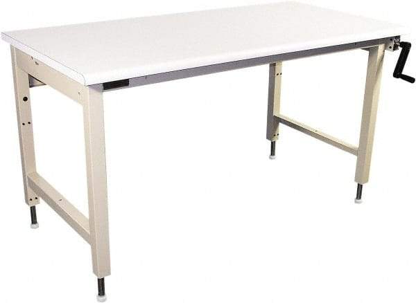 Proline - 60 Wide x 30" Deep x 42" High, Static Dissipative Workbench - Bull Nose Edge, Adjustable Height Legs, Beige - Americas Industrial Supply