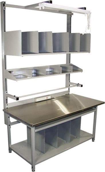 Proline - 72 Wide x 30" Deep x 36" High, Stainless Steel Workbench - Adjustable Height Legs, Gray - Americas Industrial Supply