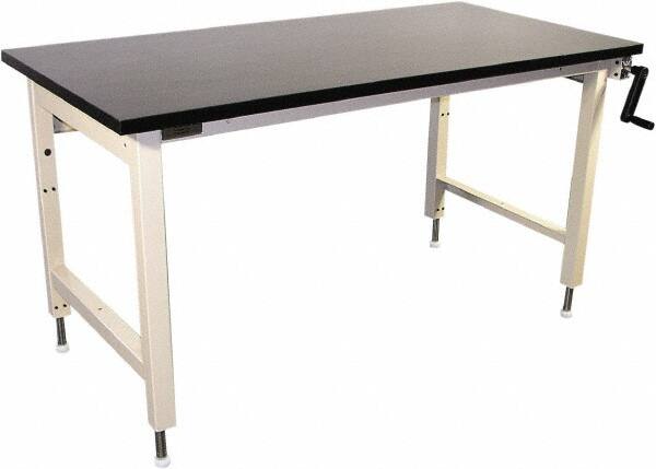 Proline - 60 Wide x 30" Deep x 42" High, Chem-Guard Workbench - Adjustable Height Legs, Beige - Americas Industrial Supply