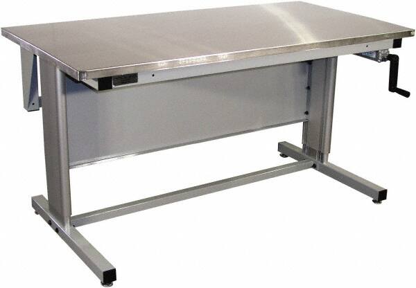 Proline - 72 Wide x 30" Deep x 42" High, Stainless Steel Workbench - Adjustable Height Legs, Gray - Americas Industrial Supply
