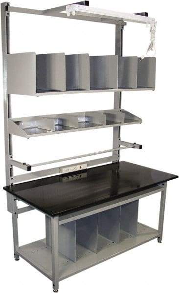 Proline - 60 Wide x 30" Deep x 36" High, Epoxy Resin Workbench - Adjustable Height Legs, Gray - Americas Industrial Supply