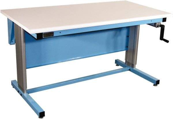 Proline - 72 Wide x 30" Deep x 42" High, Static Dissipative Workbench - Bull Nose Edge, Adjustable Height Legs, Blue - Americas Industrial Supply