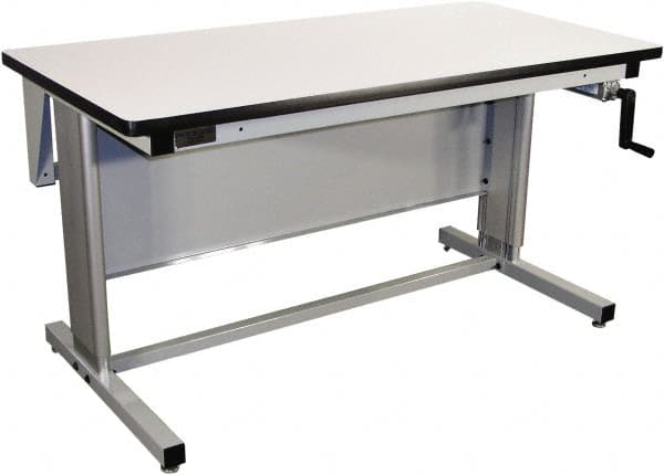 Proline - 72 Wide x 30" Deep x 42" High, Plastic Laminate Workbench - T-Molded Edge, Adjustable Height Legs, Gray - Americas Industrial Supply