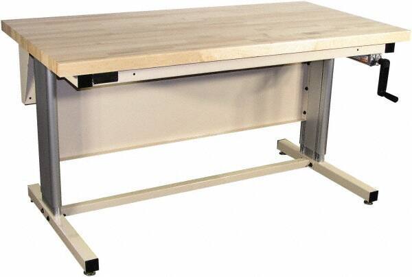 Proline - 72 Wide x 30" Deep x 42" High, Maple Workbench - Adjustable Height Legs, Beige - Americas Industrial Supply
