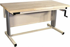 Proline - 72 Wide x 30" Deep x 42" High, Maple Workbench - Adjustable Height Legs, Beige - Americas Industrial Supply