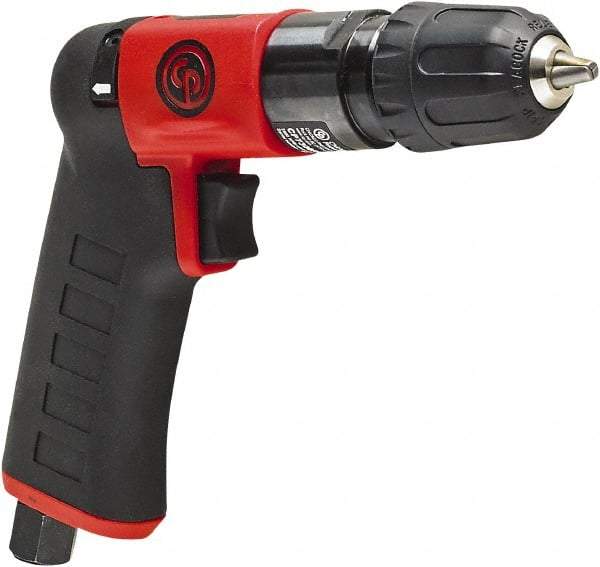 Chicago Pneumatic - 1/4" Reversible Keyless Chuck - Pistol Grip Handle, 2,800 RPM, 0.3 hp, 90 psi - Americas Industrial Supply