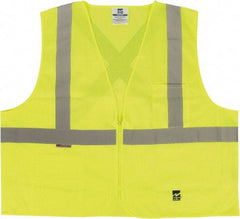 Viking - Size S/M High Visibility Green Solid Public Safety Vest - 37 to 39" Chest, ANSI 107-2015 Type R Class 2, Zipper Closure, 2 Pockets, Polyester - Americas Industrial Supply
