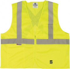 Viking - Size 4X/5XL High Visibility Green Mesh Public Safety Vest - 58 to 60" Chest, ANSI 107-2015 Type R Class 2, Zipper Closure, 2 Pockets, Polyester - Americas Industrial Supply