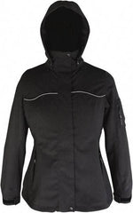 Viking - Size 2XL, Black, Waterproof Jacket - 45" Chest, 4 Pockets, Detachable Hood, Hook & Loop Wrist - Americas Industrial Supply